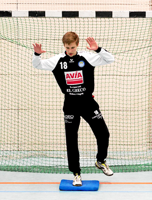 Handball Torhüter Balancieren