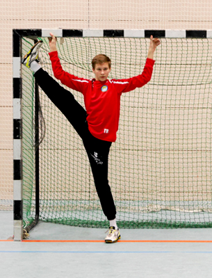 Handball Torhüter dehnen